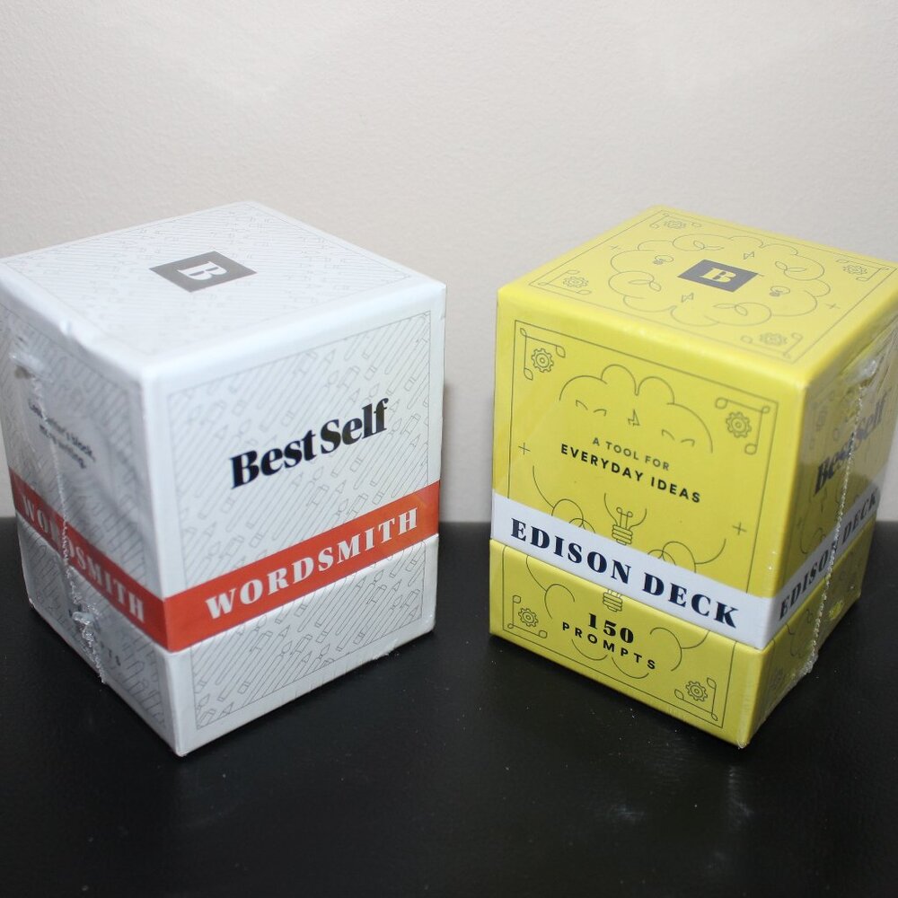 3/$88❤️2 x BestSelf Boxes ~ Wordsmith + Edison Deck (150 prompt cards each)